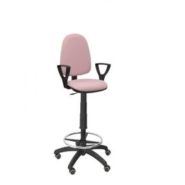 Tabouret Ergonomique Avec Mécanisme De Contact Permanent Réglable En Hauteur, Anneau De Repose-Pieds Et Roues En Parquet Rose Pâle