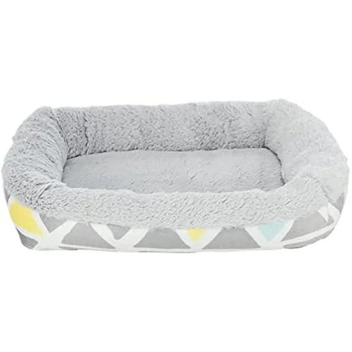 Lit Douillet - Sunny - Carré - Peluche - 38x7x25 Cm - Multicolore/Gris