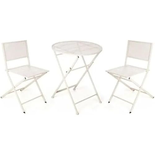 Ensemble De Table Avec 2 Chaises - Ibergarden - Blanc - 2 Places - Meuble De Jardin - Multicolore
