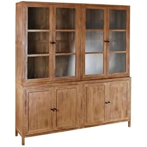 Vitrine - Home Esprit - Naturelle En Verre Bois De Manguier - 200 X 45 X 230 Cm - Contemporain - Montage Facile
