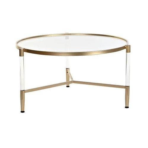 Table D'appoint - Glamour - Métal Et Acrylique - Blanc