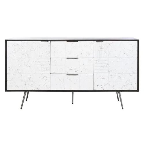 Buffet - Bois De Manguier - 150 X 43 X 80 Cm - Blanc - Brun Foncé