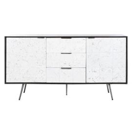 Buffet - Bois De Manguier - 150 X 43 X 80 Cm - Blanc - Brun Foncé