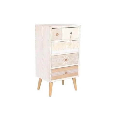 Caisson À Tiroirs Sapin Naturel Coton Blanc (48 X 35 X 89 Cm)