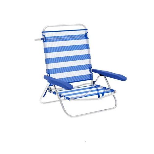 Chaise De Plage Pliable Rayures Bleu Blanc - Marbueno