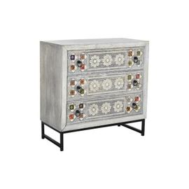 Commode En Céramique Et Bois De Manguier - Blanc - 80 Cm