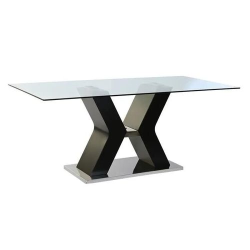 Table De Salle À Manger Noir Verre Trempé Bois Mdf (180 X 90 X 76 Cm)