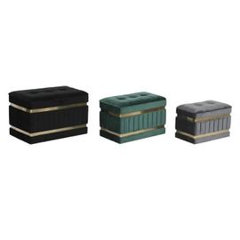 Banquette Noir Doré Vert Gris Foncé Bois Mdf 70 X 40 X 43 Cm