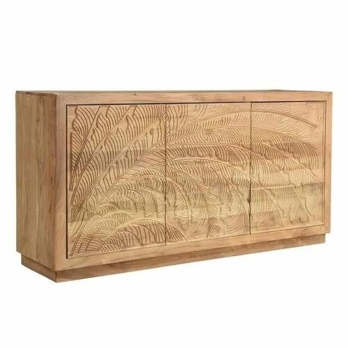 Buffet - Acacia Bois Mdf - Palmiers Tropical - Blanc - H90cm