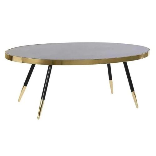 Table Basse - Urban - Doré, Noir - Verre Et Acier