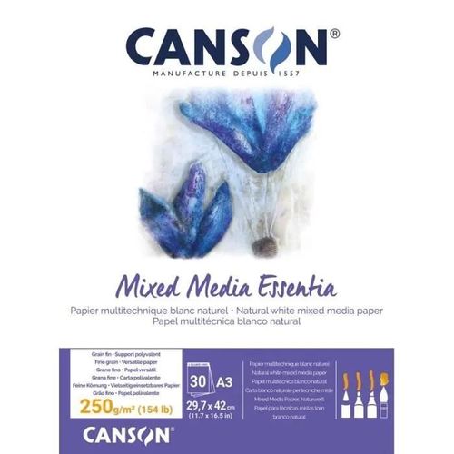 Papier Pour Techniques Mixtes - Canson - Bloc Canson Mixed Media - Essentia - A3 - 250 G - 30 Feuilles
