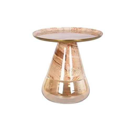 Table D'appoint Moderne Bicolore Verre, Fer 50 Cm