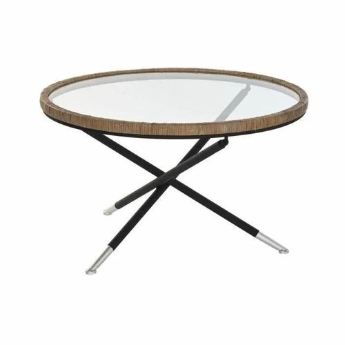 Table D'appoint - Verre Naturel - Métal - Blanc - 80x80x48cm
