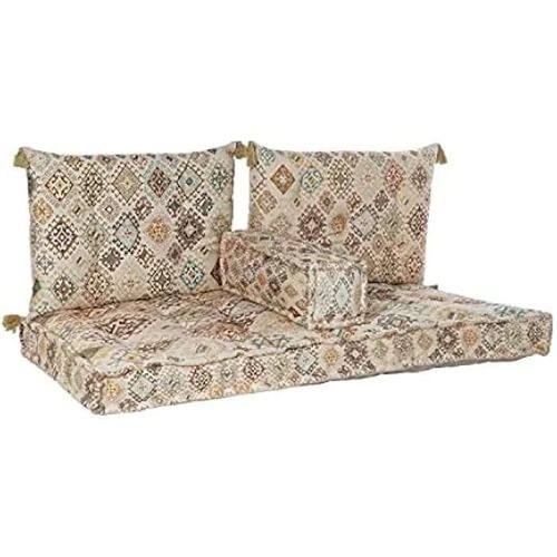 Canapé 2 Places - Dkd Home Decor - Jaune Et Marron - Coton - Dimensions 30x171x75 Cm