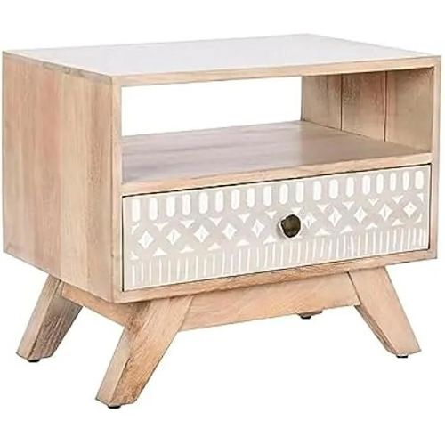 Table De Chevet - Dkd Home Decor - Blanc - Bois De Mangue - 55x35x45 Cm - Tiroir(S)