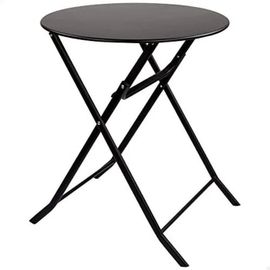 Table De Jardin - Aktive - Ronde Pliante - Métal - Ø60 Cm - 2 Personnes - Noir/Blanc