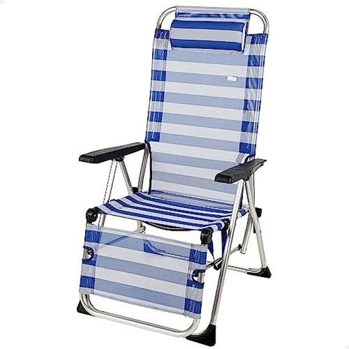 Aktive Chaise Pliante, Alu+Textilene 1 X 1, Blanc/Bleu