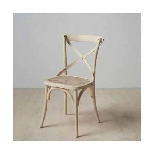 Chaise De Salle À Manger - Bois Blanc - Rotin - 45 X 42 X 87 Cm