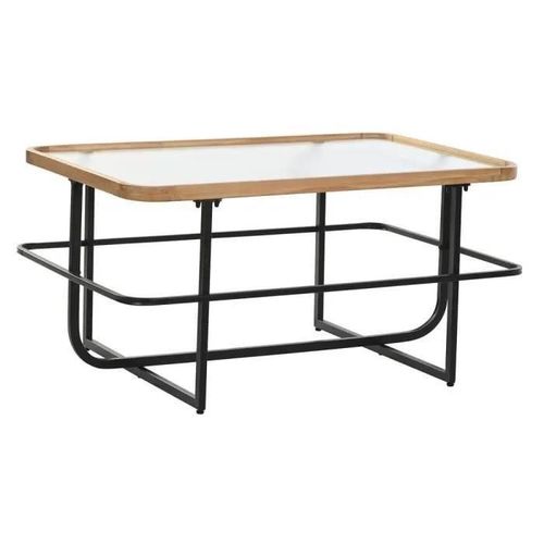 Table Basse - Paulownia - Scandi Doré - Verre - Métal