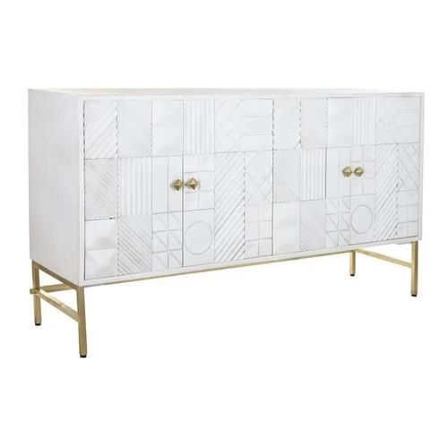Buffet - Losanges - Blanc - Laiton - Bois De Manguier