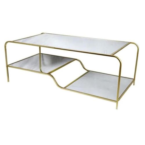 Table Basse Glam Doré Bois, Miroir 120 Cm - Marque - Modèle - Blanc - Métal