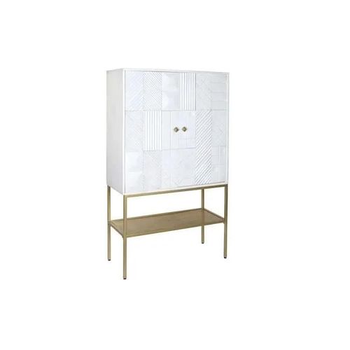 Buffet - Métal Blanc Et Bois De Manguier - Design Moderne Et Élégant - 91 X 44 X 152 Cm