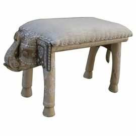 Banquette Eléphant 65 X 31,7 X 38 Cm Naturel Blanc Bois De Manguier