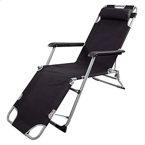 Chaise Longue Pliable - Aktive - Noir - Acier + 600d