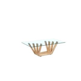 Table Basse Style Item Home - Item Home - Moderne Marron Clair - Transparent Noyer - Verre - Table Café 130 Cm