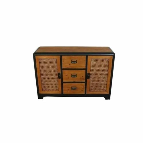 Buffet - Sapin - Métal - Blanc - 120x40x79 Cm