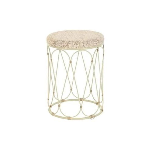 Table D'appoint L Métal Crème Rotin (35 X 35 X 49 Cm)