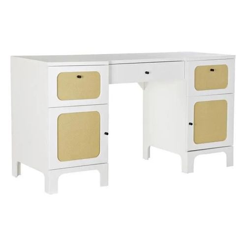 Bureau Sapin Blanc Rotin (140 X 50 X 76 Cm)