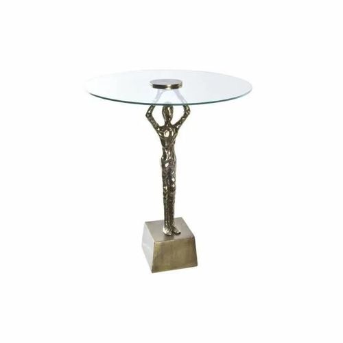 Table D'appoint En Verre Doré Et Aluminium - Homme (46 X 46 X 57 Cm)
