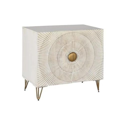 Buffet Doré Métal Blanc Bois De Manguier (81 X 45 X 75 Cm)