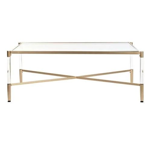 Table Basse - Glam - Transparent - Doré Acrylique - Métal - 120 Cm