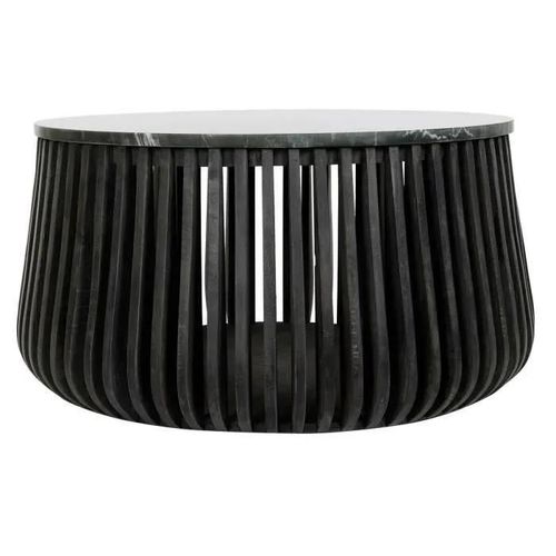 Table Basse - Scandi - Noir - Marbre - Bois De Manguier