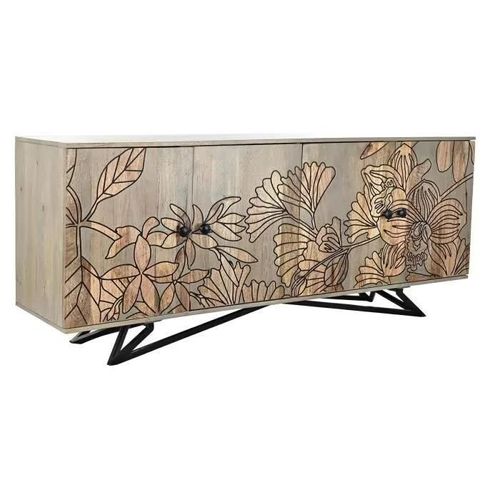 Buffet Naturel Gris Métal Bois De Manguier (177 X 45 X 74 Cm)