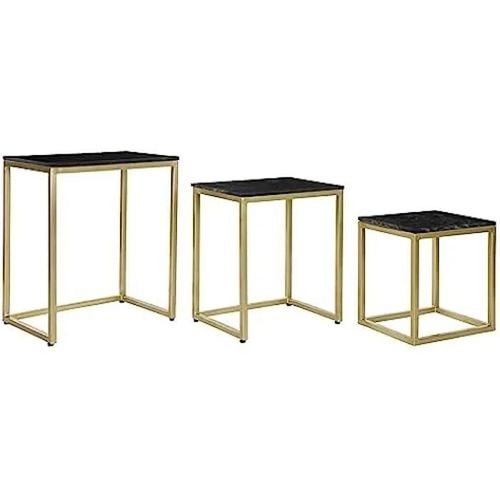 Tables De Salon - Dkd Home Decor - Lot De 3 - Métal Doré Et Noir - Design Contemporain - 60 Cm De Hauteur