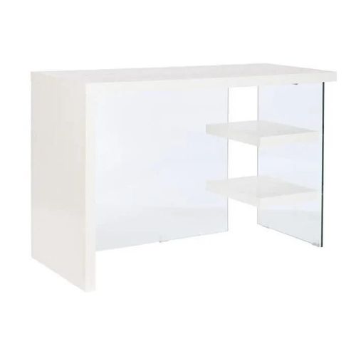 Bureau Blanc Transparent Verre Bois Mdf 120 X 50 X 76 Cm