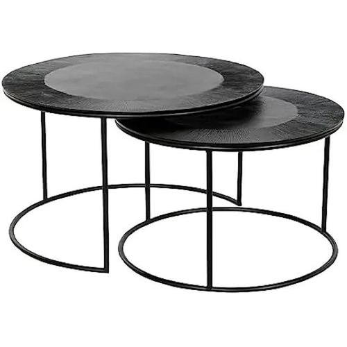 Tables - Dkd Home Decor - Lot De 2 - Noir - Métal Et Aluminium - 76x76x44 Cm