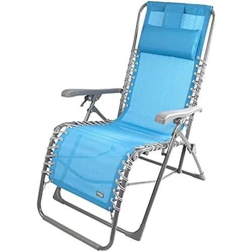 Chaise De Plage Pliante Aktive 61079 - Métal Textilène - Bleu - Position Gravité 0
