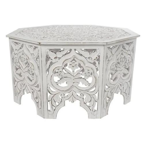 Table Basse - Vintage - Bois Mdf - 84 X 84 X 46 Cm - Blanc