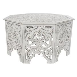 Table Basse - Vintage - Bois Mdf - 84 X 84 X 46 Cm - Blanc