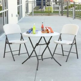 Table De Jardin - Bistro - Pliable - Hdpe - 84 Cm - Blanc - Extérieur