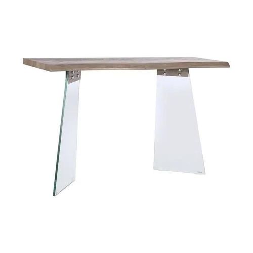 Console En Verre, Bois Et Mdf - Blanc - 120 X 40 X 76 Cm