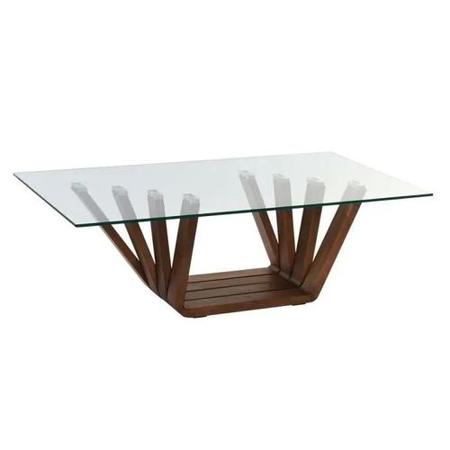 Table Basse Moderne Verre Noyer 130 Cm