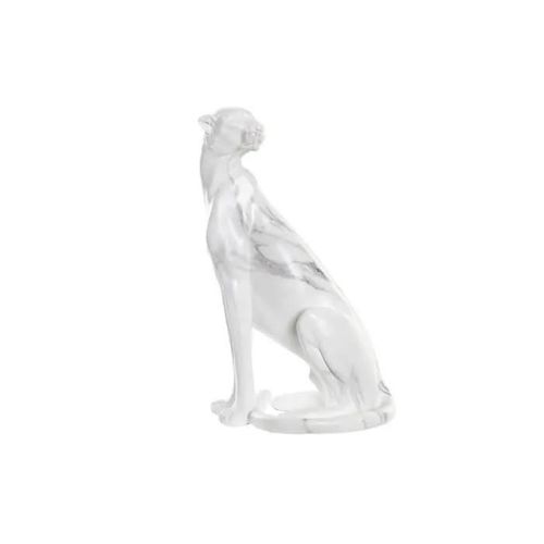figurine décorative gris blanc léopard résine marbre (25 x 18 x 41 cm)