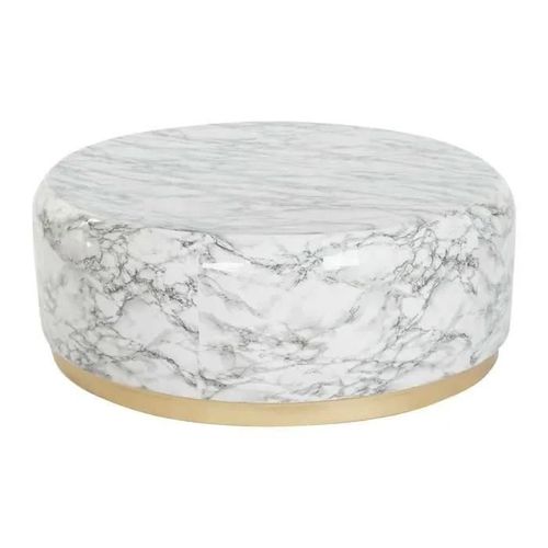 Table Basse Style Moderne Blanc, Doré Bois 120 Cm