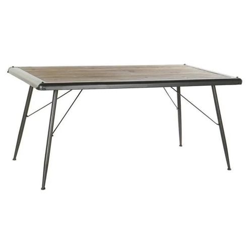 Table De Salle À Manger - Sapin Naturel - Métal Gris Clair - 161 X 90 X 75 Cm