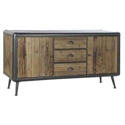 Buffet 144 X 45 X 75 Cm Sapin Naturel Métal Gris Clair
